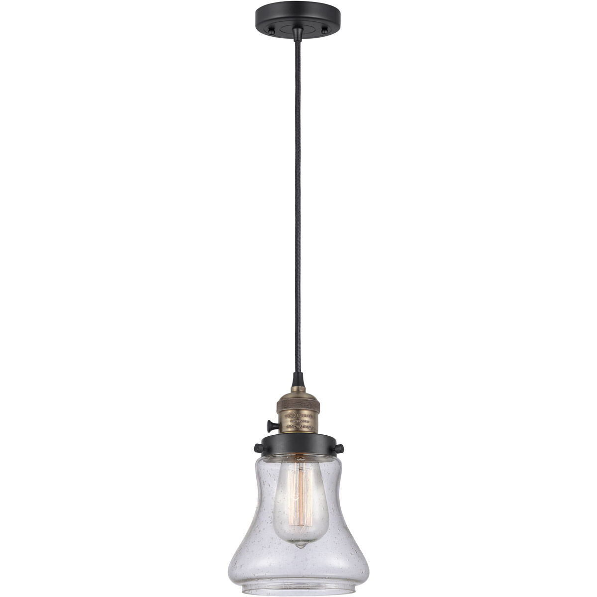 Franklin Restoration Bellmont LED 6 inch Black Antique Brass Mini Pendant Ceiling Light