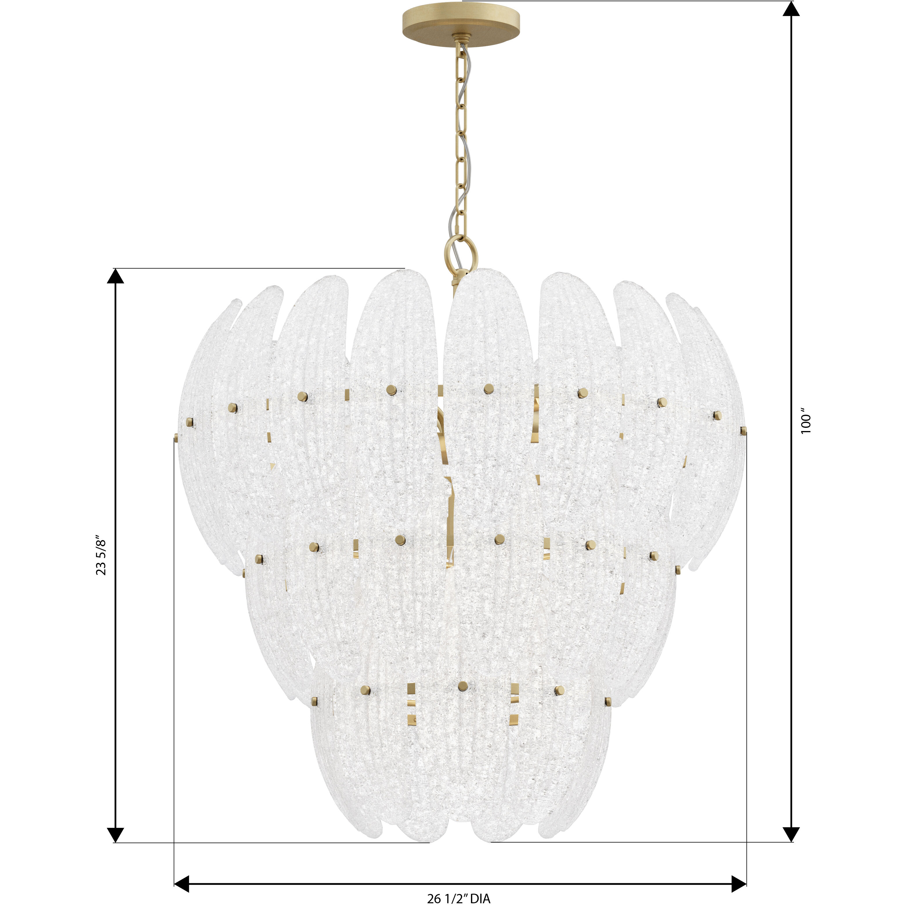 Marclaire 11 Light 26.5 inch Legacy Brass Pendant Ceiling Light in Clear Textured Handmade Glass