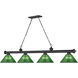 Cordon 4 Light 81.25 inch Matte Black Billiard Ceiling Light in Green Acrylic
