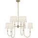 Thomas O'Brien Vendome 8 Light 36 inch Hand-Rubbed Antique Brass Chandelier Ceiling Light in Linen, Large