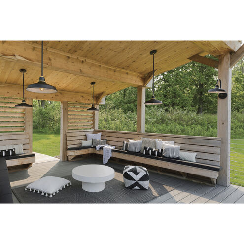 Foundry Classic 1 Light 16 inch Textured Black with Brass Outdoor Pendant Barn Light