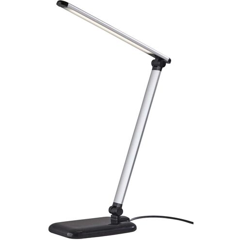 Lennox 16.25 inch 6 watt Matte Silver and Glossy Black LED Multi-Function Desk Lamp Portable Light, Simplee Adesso