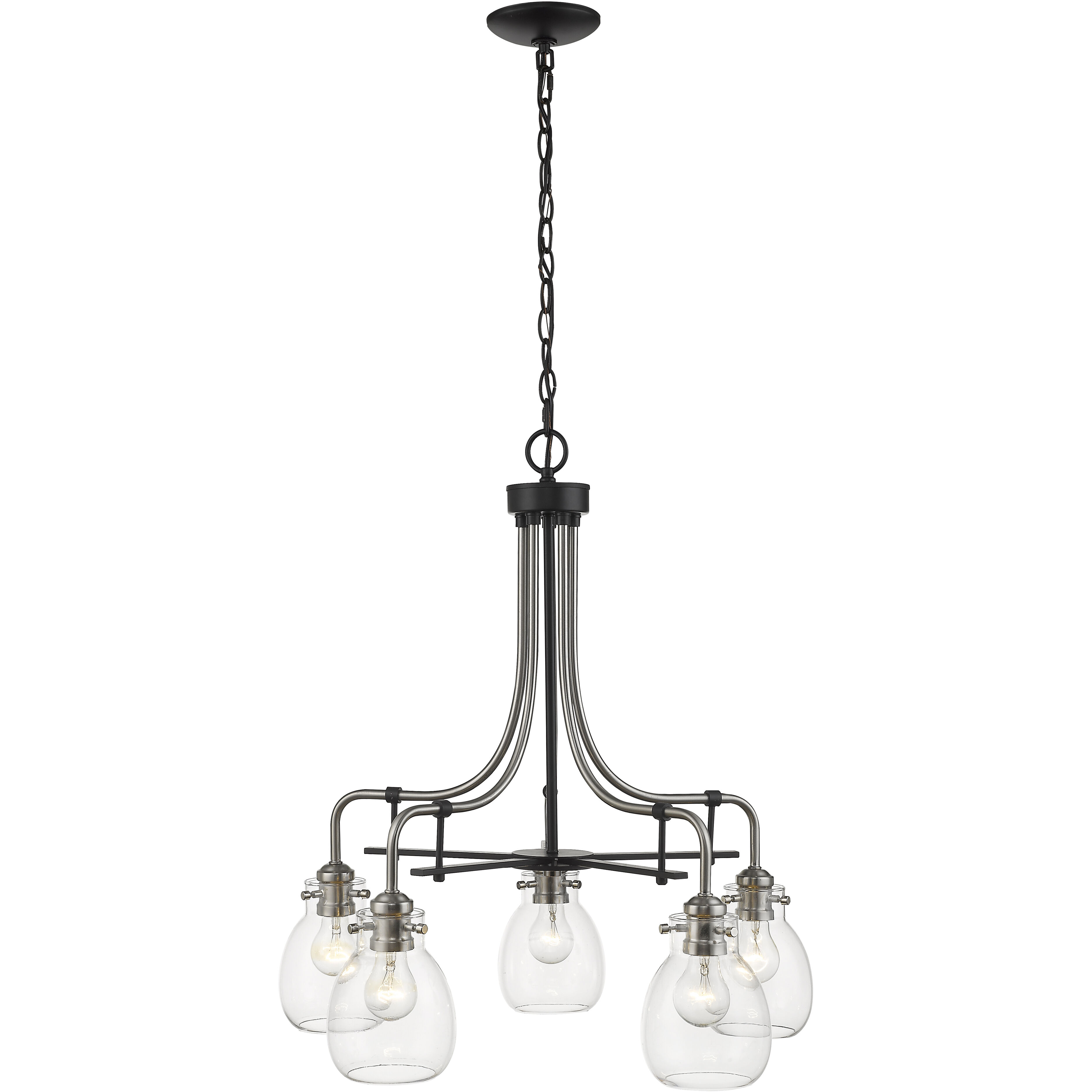 Kraken 5 Light 25 inch Matte Black and Brushed Nickel Chandelier Ceiling Light