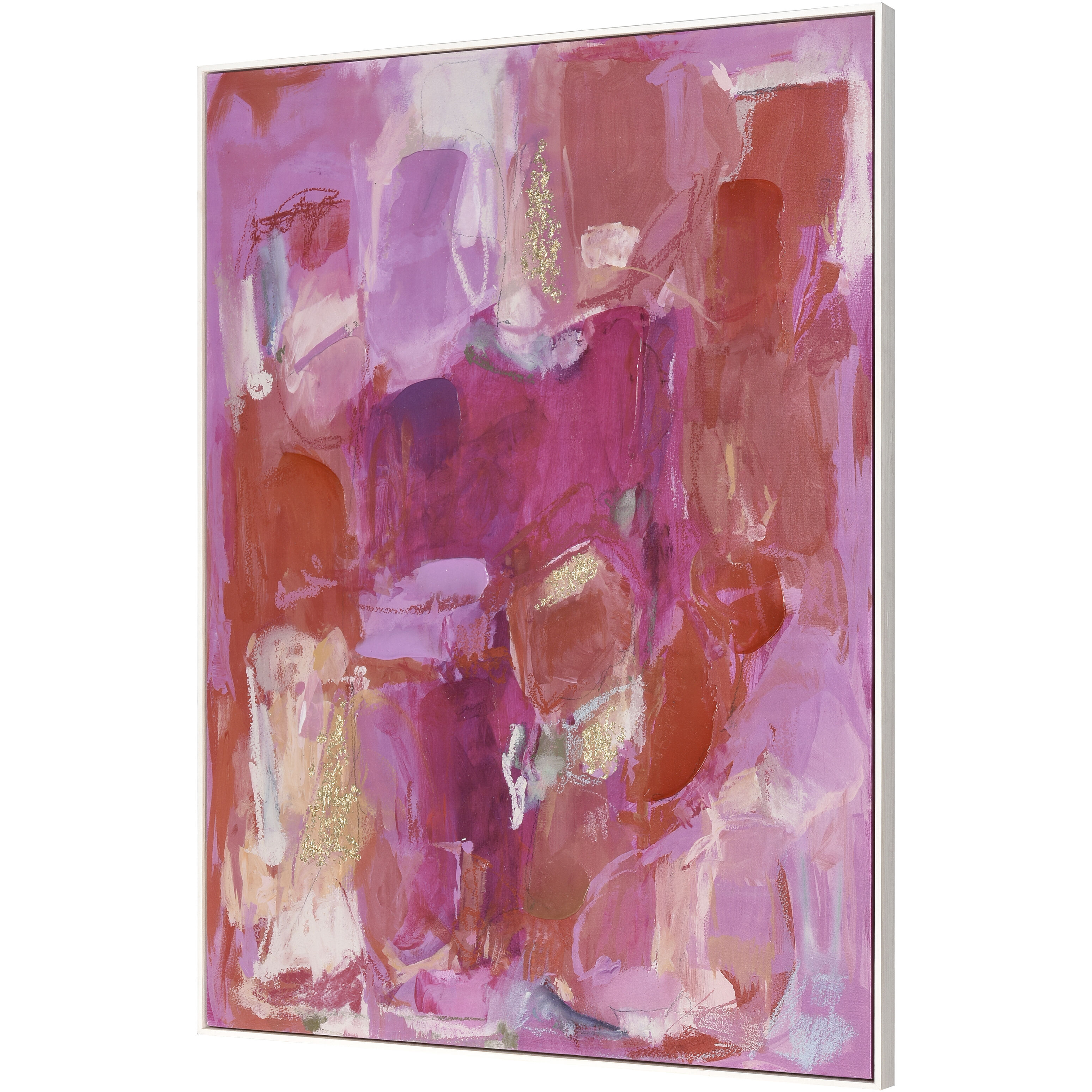 Pink Flush Pink with Coral and Whitewash Framed Wall Art, Abstract