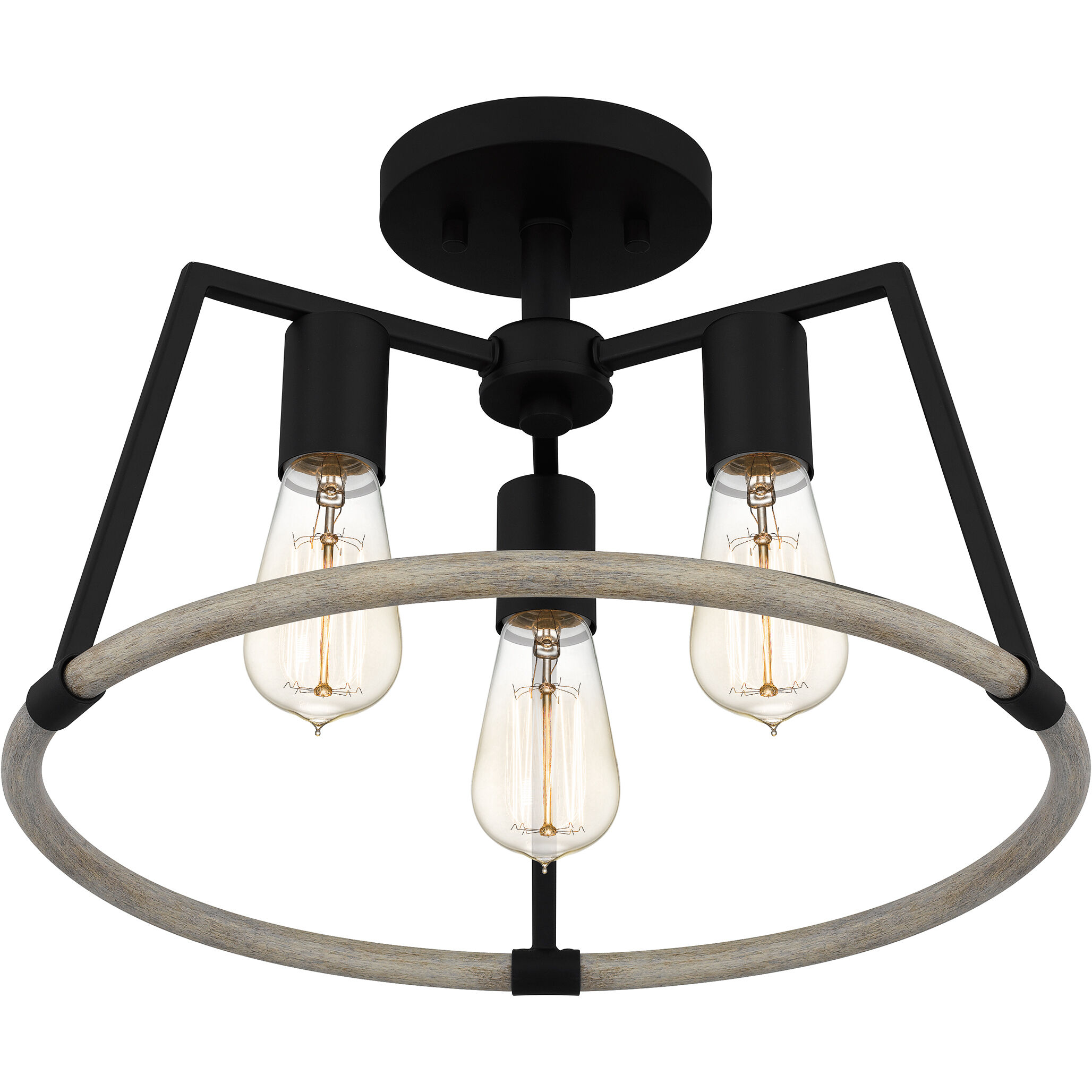 Tippet 3 Light 16 inch Matte Black Semi-Flush Mount Ceiling Light