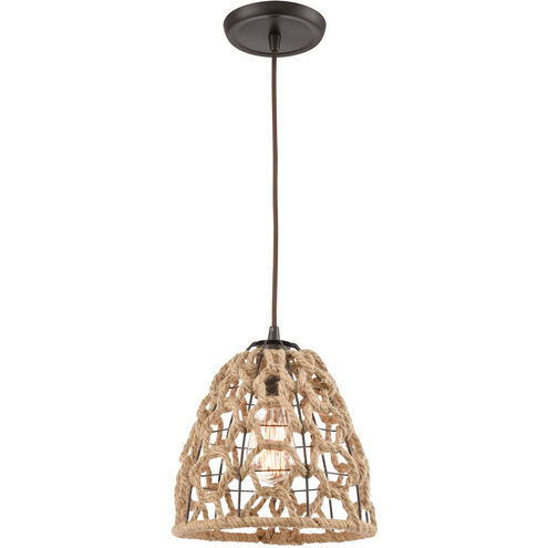 Victor 1 Light 9 inch Oil Rubbed Bronze with Rope Mini Pendant Ceiling Light