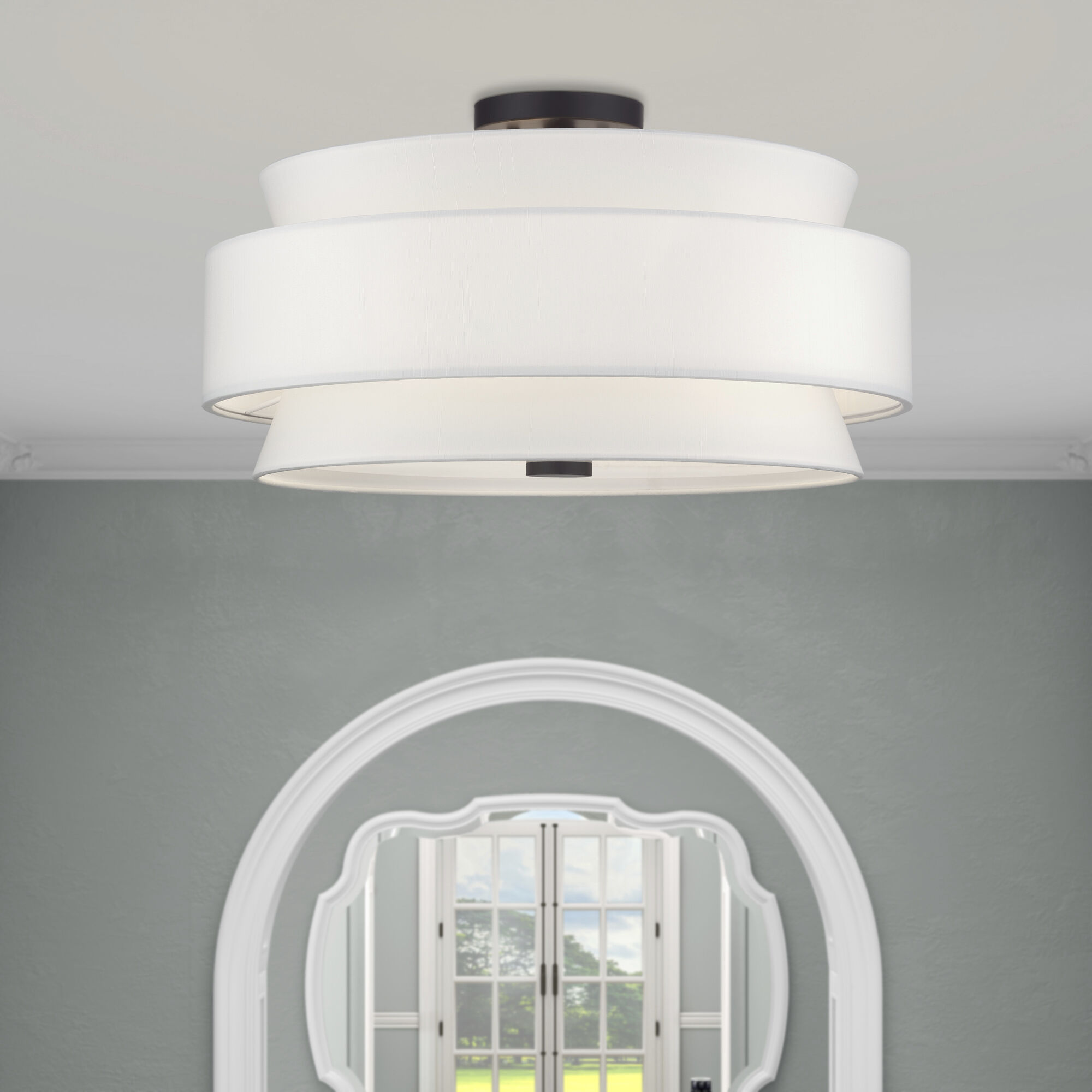 Fontana 5 Light 21 inch Bronze Semi-Flush Ceiling Light