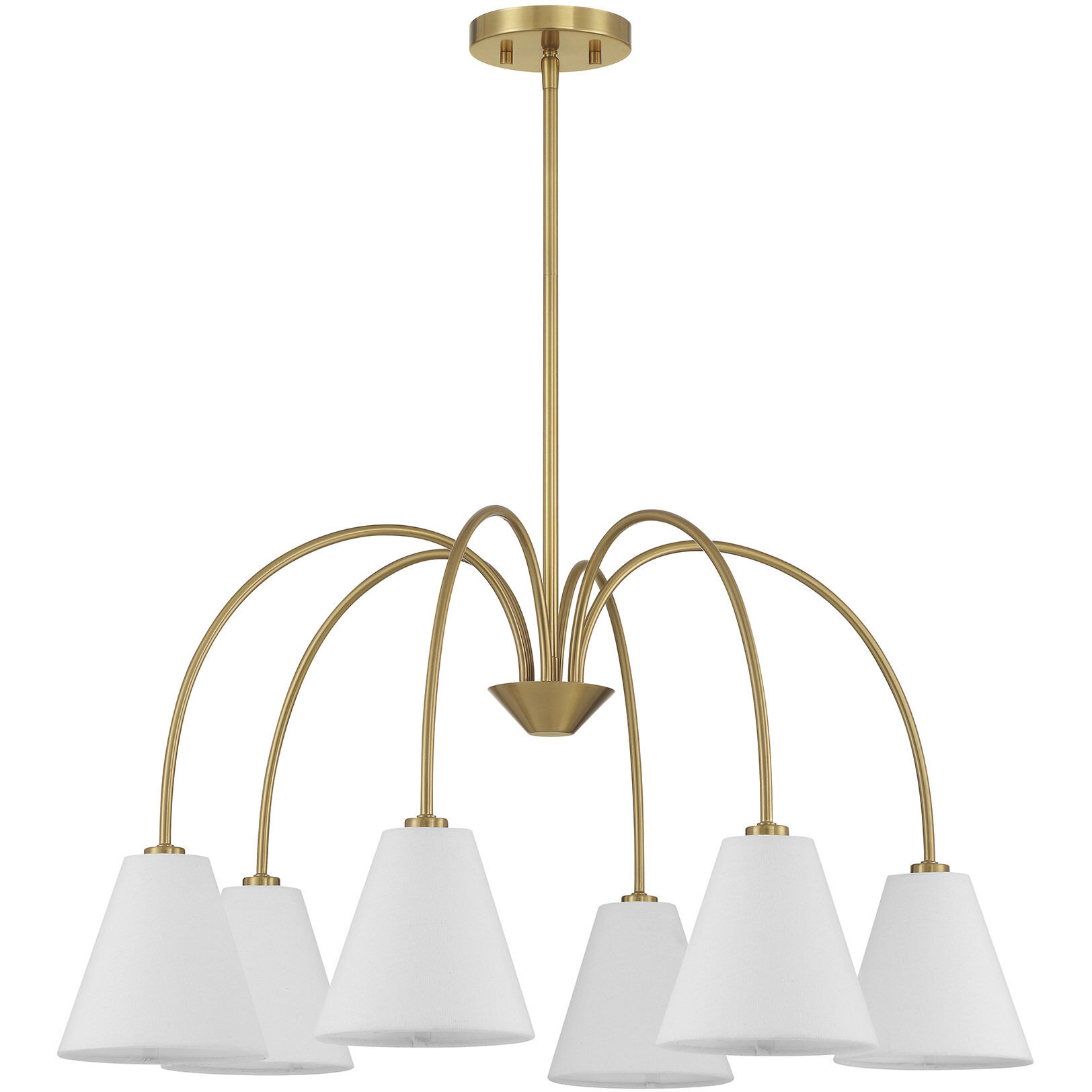 Modern 6 Light 30 inch Natural Brass Chandelier Ceiling Light