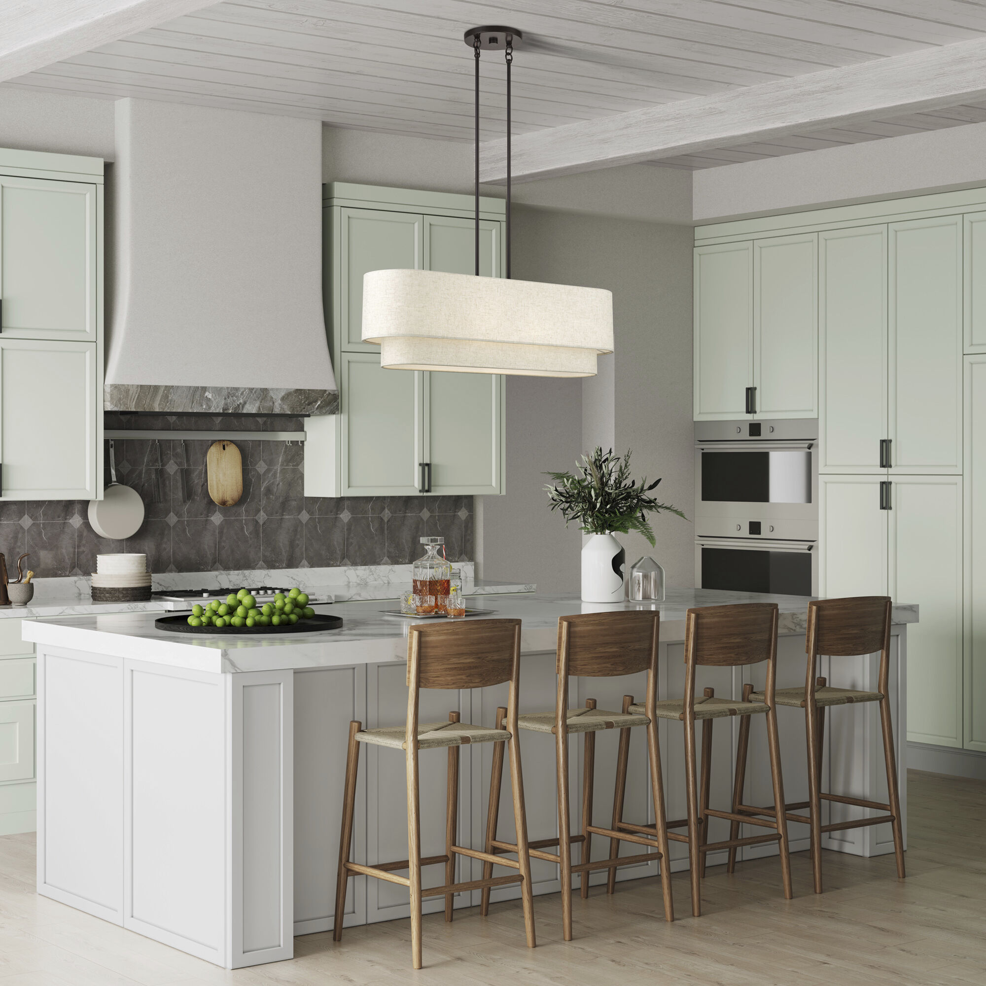 Manorwood 4 Light 36 inch English Bronze Linear Chandelier Ceiling Light, Large