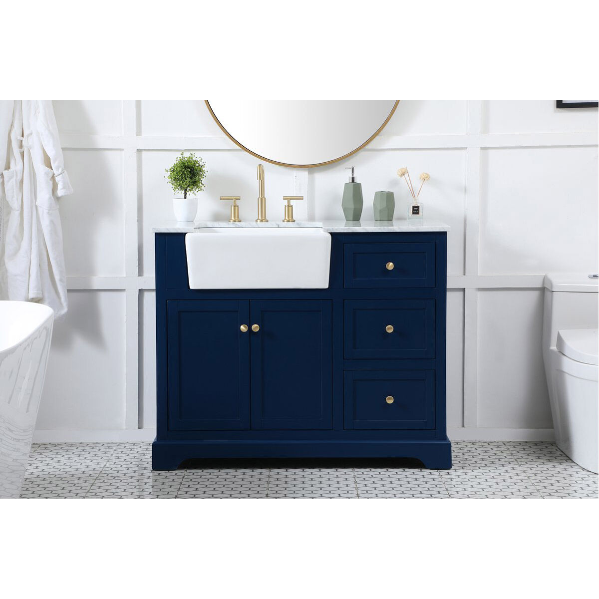 Franklin 42 X 22 X 35 inch Blue Bathroom Vanity Cabinet