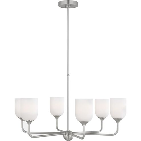Emile 6 Light 30 inch Brushed Steel Chandelier Ceiling Light