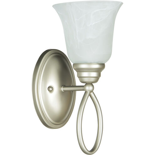 Cordova 1 Light 6 inch Satin Nickel Wall Sconce Wall Light in Faux Alabaster Glass