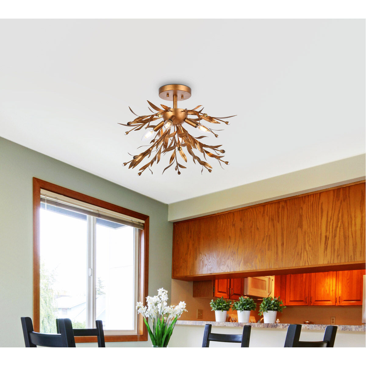 Priscilla 4 Light 19 inch Gold Leaf Flush Mount Ceiling Light