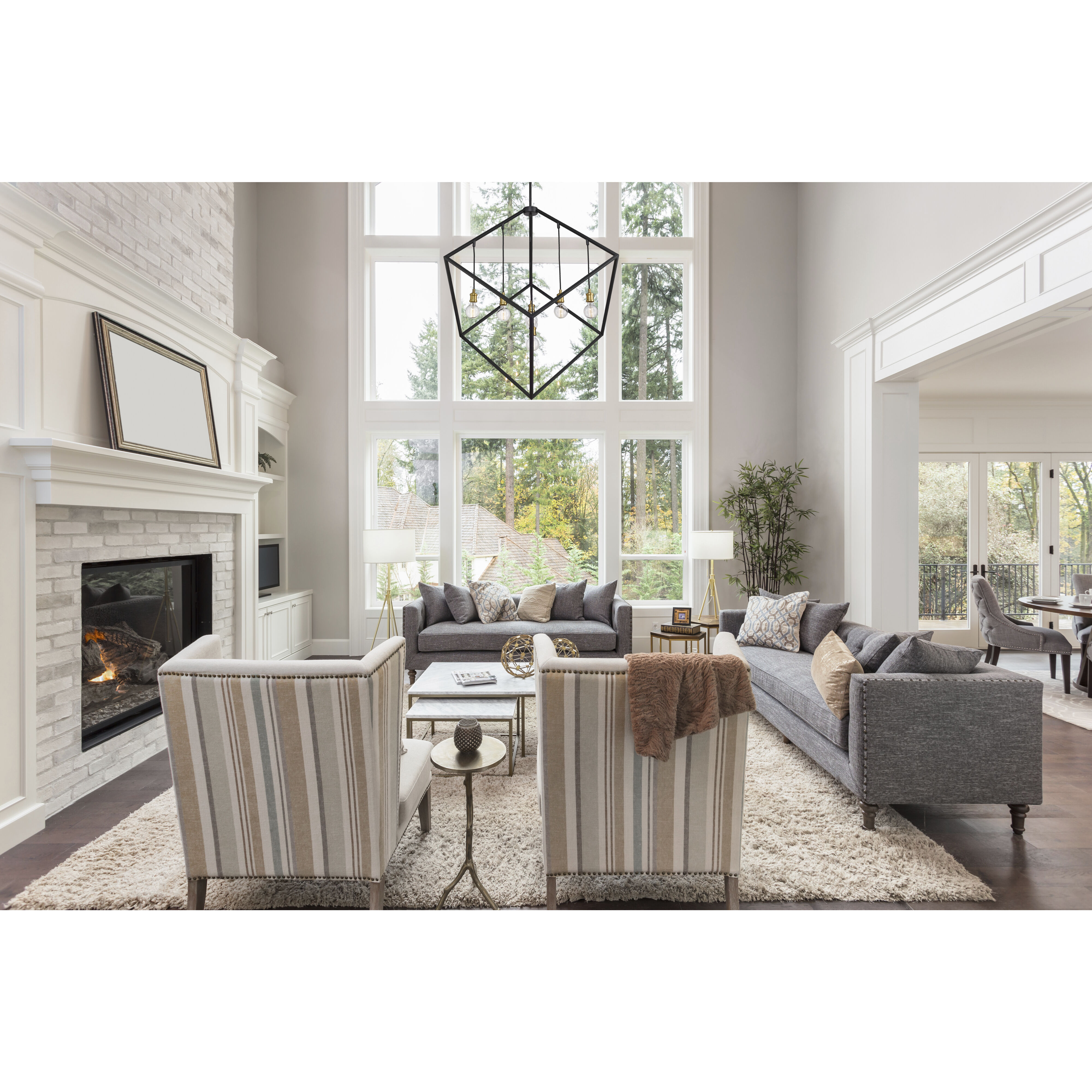 Vertical 7 Light 44 inch Bronze and Olde Brass Chandelier Ceiling Light