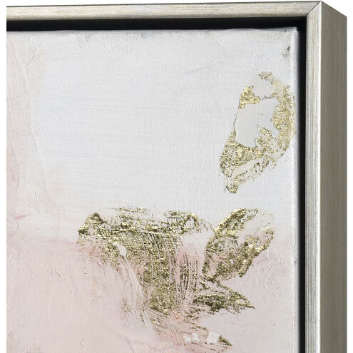 Modern Blush Light Pink with White and Champagne Silver Framed Wall Art, I