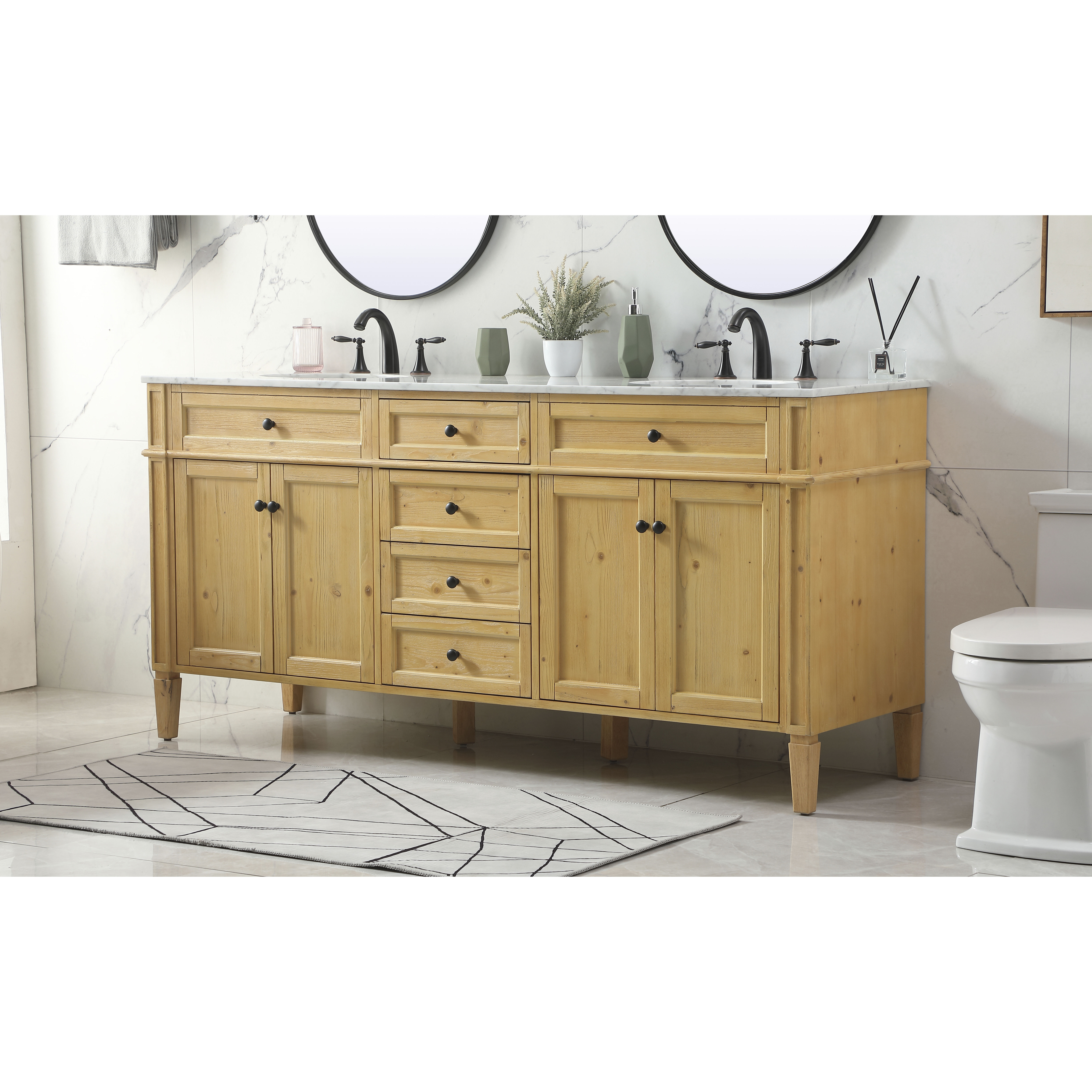 Park Avenue 72 X 22 X 35 inch Natural Wood Vanity Sink Set