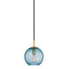 Rousseau 1 Light 6 inch Aged Brass Pendant Ceiling Light in Blue Glass