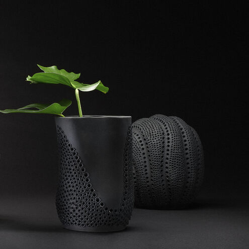 Moonrise 12.5 X 8.5 inch Vase in Matte Black Porcelain