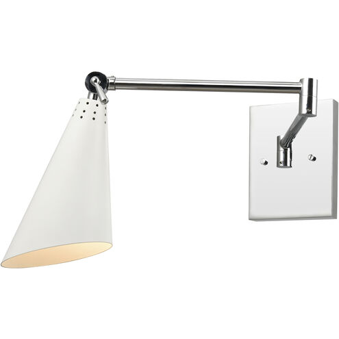 Calder 1 Light 22 inch Polished Chrome with White Swingarm Sconce Wall Light