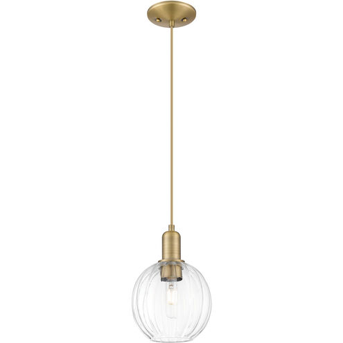 Downtown Urban Preston 1 Light 7 inch Brushed Brass Mini Pendant Ceiling Light in Clear
