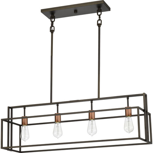 Lake 4 Light 36 inch Bronze and Copper Accents Island Pendant Ceiling Light