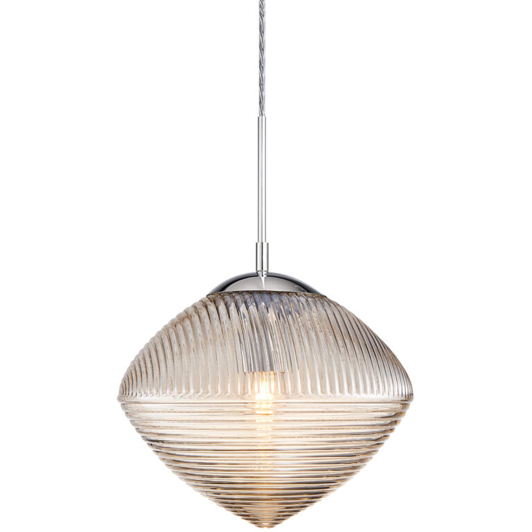 Maruna 1 Light 10.25 inch Chrome and Cognac Glass Pendant Ceiling Light