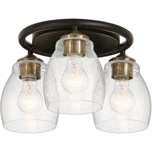 Winsley 3 Light Coal with Stained Brass Semi Flush Ceiling Light