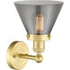 Cone 1 Light 7.75 inch Satin Gold Sconce Wall Light in Plated Smoke Glass, Large