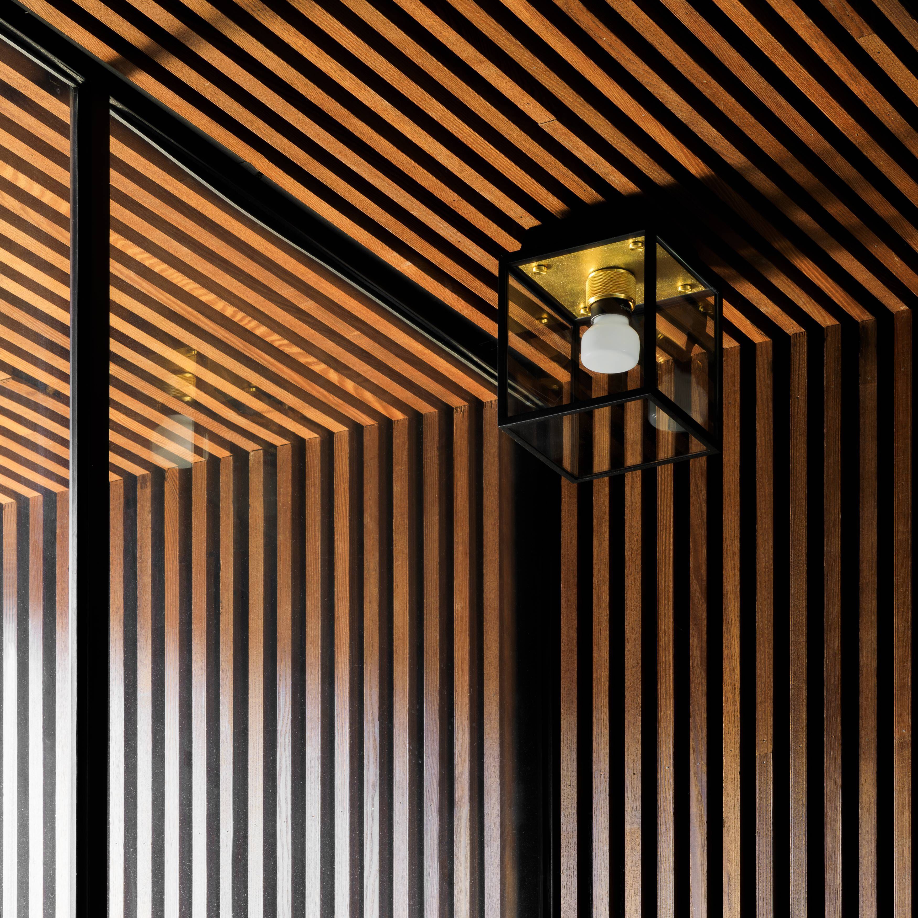 Caged Wet LED 6.81 inch Brass Outdoor Semi-Flush Mount