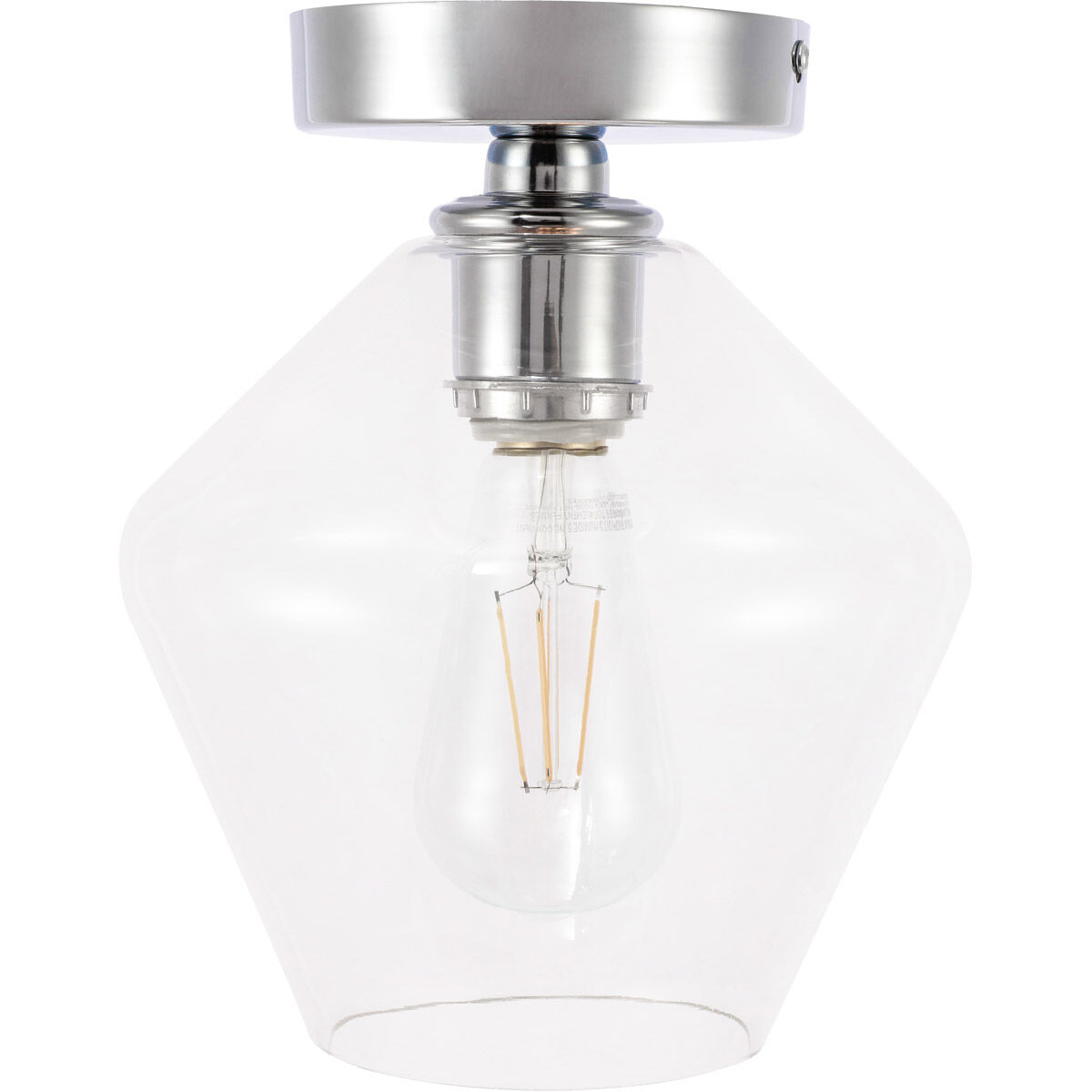 Gene 1 Light 8 inch Chrome Flush Mount Ceiling Light