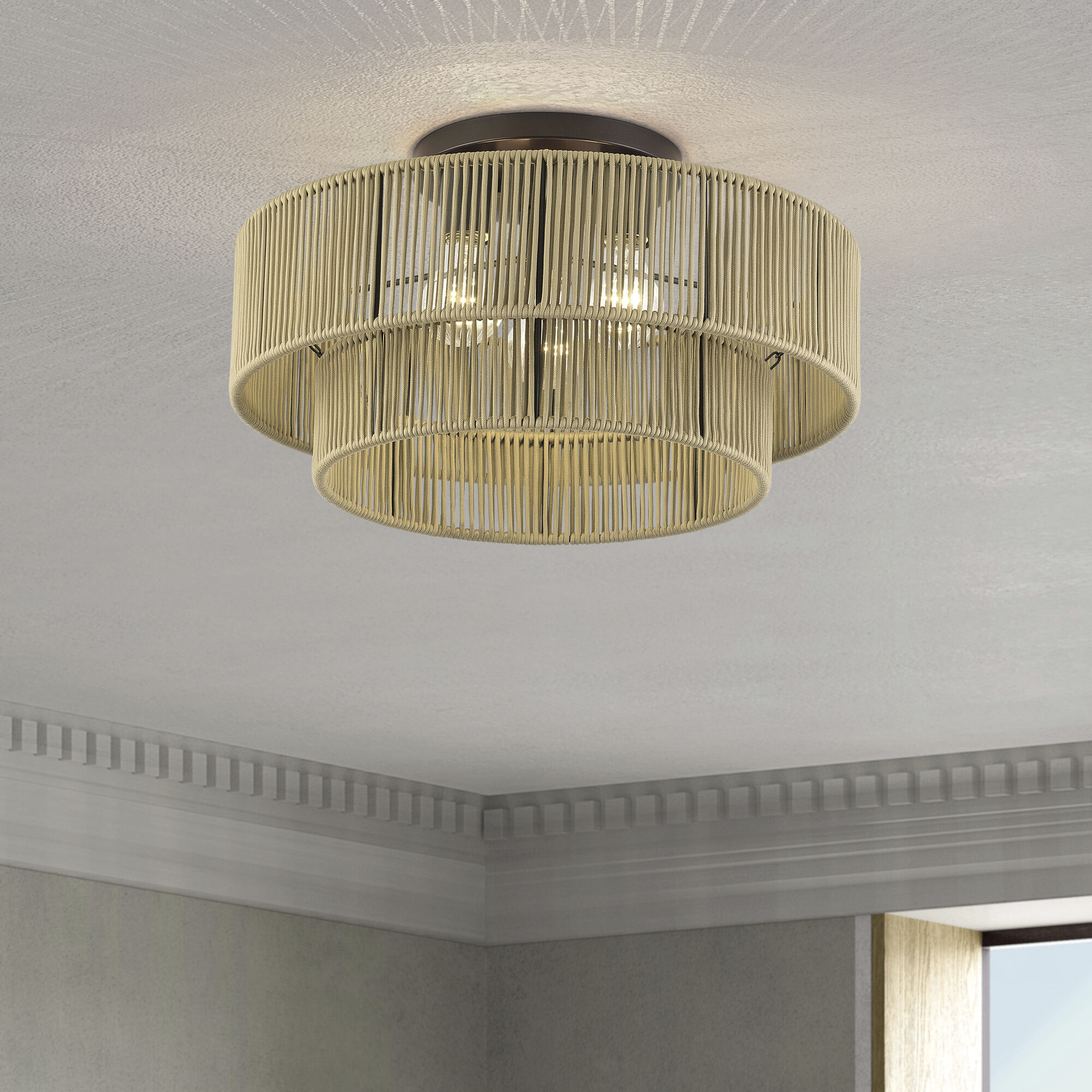 Acordia 3 Light 18 inch English Bronze Semi Flush Mount Ceiling Light, Large