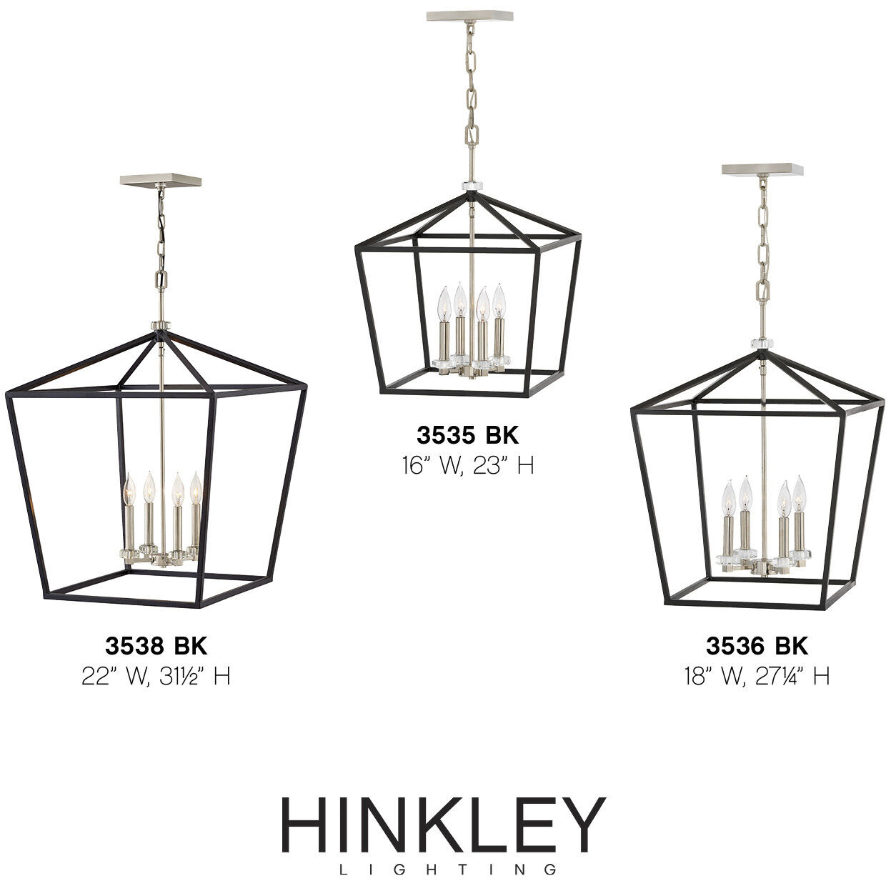 Stinson 4 Light 16 inch Black with Polished Nickel Indoor Chandelier Ceiling Light