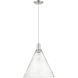 Arcadia Berkshire Glass 1 Light 16 inch Brushed Satin Nickel Mini Pendant Ceiling Light in Seedy