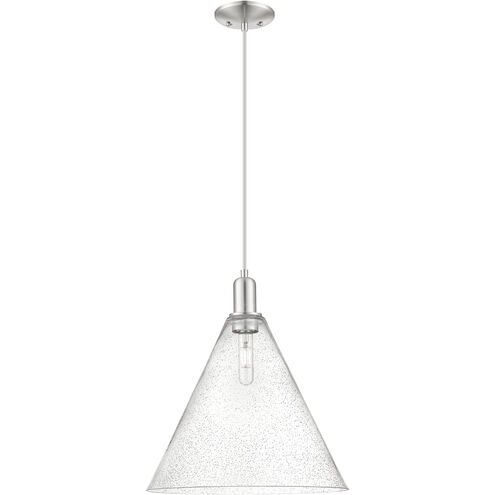Arcadia Berkshire Glass 1 Light 16 inch Brushed Satin Nickel Mini Pendant Ceiling Light in Seedy