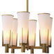 Dino 6 Light 23.62 inch Antique Brass and White Glass Chandelier Ceiling Light