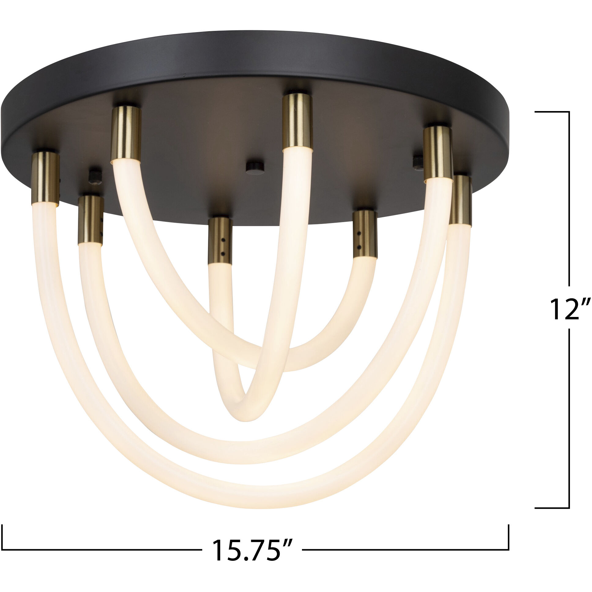 Cascata LED 15.75 inch Black and Brushed Brass Flush Mount Ceiling Light