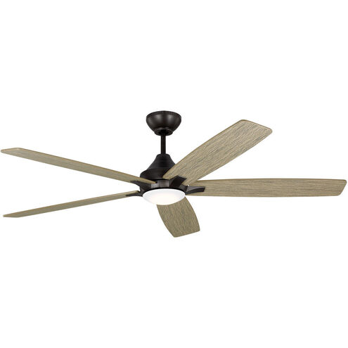 Lowden 60 Smart LED 60 inch Aged Pewter with Light Grey Weathered Oak Blades Indoor/Outdoor Smart Ceiling Fan