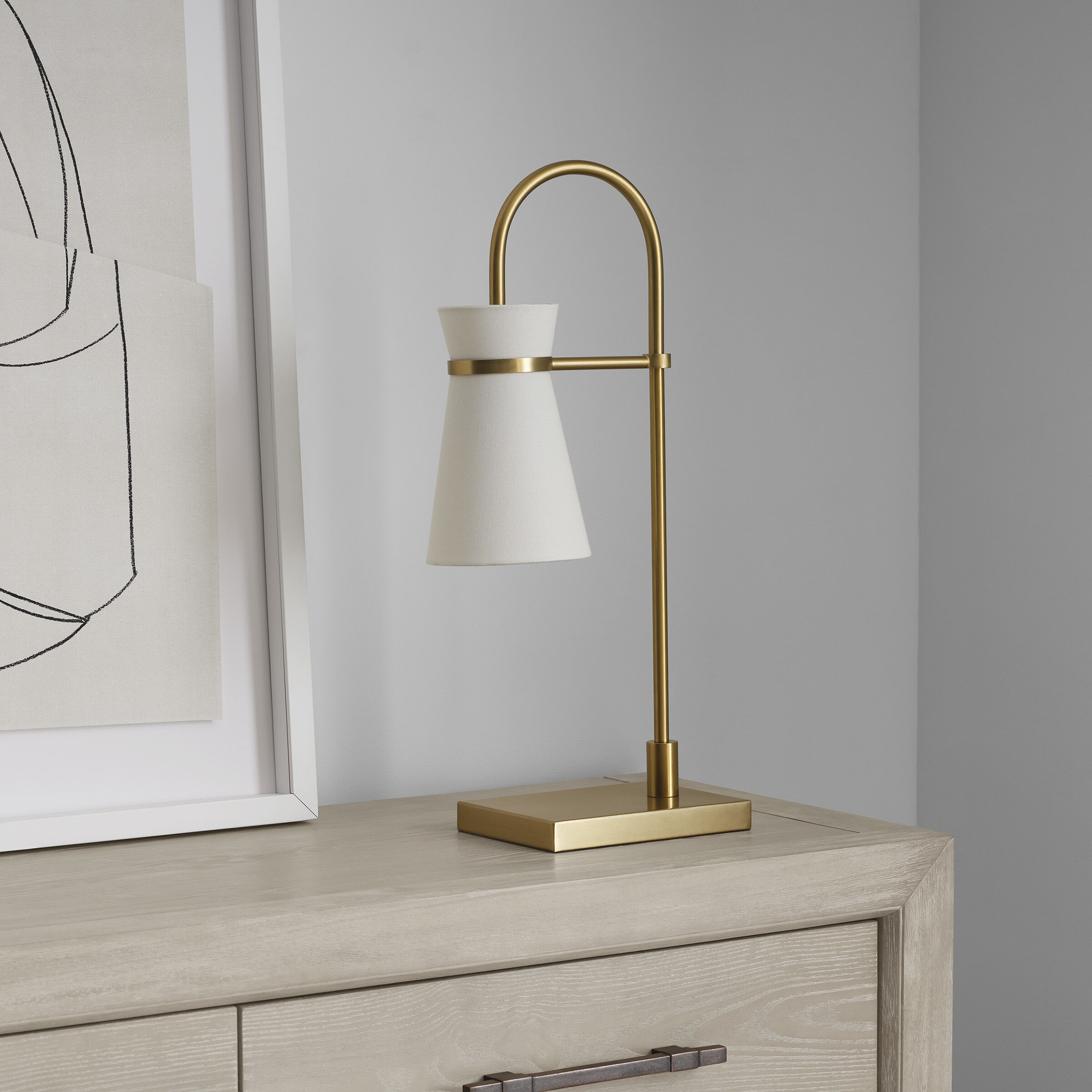 Drew & Jonathan Binx 23 inch 9.00 watt Satin Brass Table Lamp Portable Light