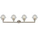 Franklin Restoration Small Oxford LED 46 inch Brushed Satin Nickel Bath Vanity Light Wall Light in Seedy Glass, Franklin Restoration