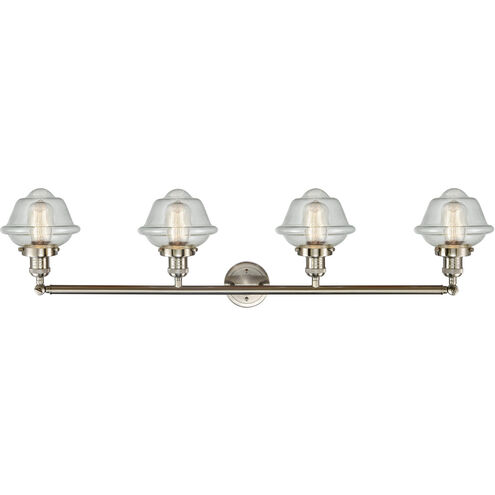 Franklin Restoration Small Oxford LED 46 inch Brushed Satin Nickel Bath Vanity Light Wall Light in Seedy Glass, Franklin Restoration