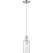 Arcadia Clymer 1 Light 4.88 inch Brushed Satin Nickel Mini Pendant Ceiling Light in Clear