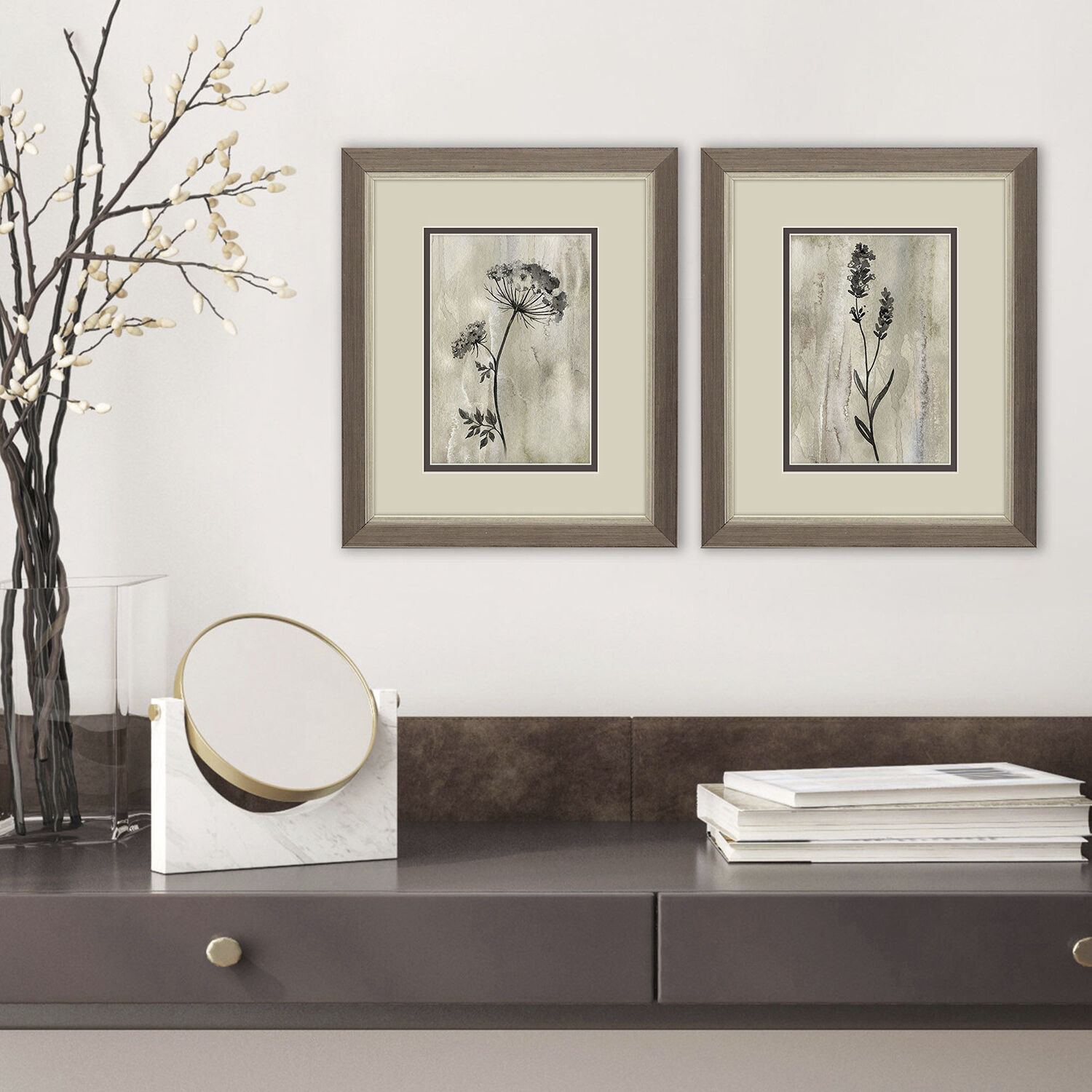 Sumi-e Silhouette Brown and Gray and Neutral Framed Art, Propac