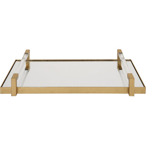 Deki Antiqued Gold Leaf and Clear Acrylic Mirrored Tray