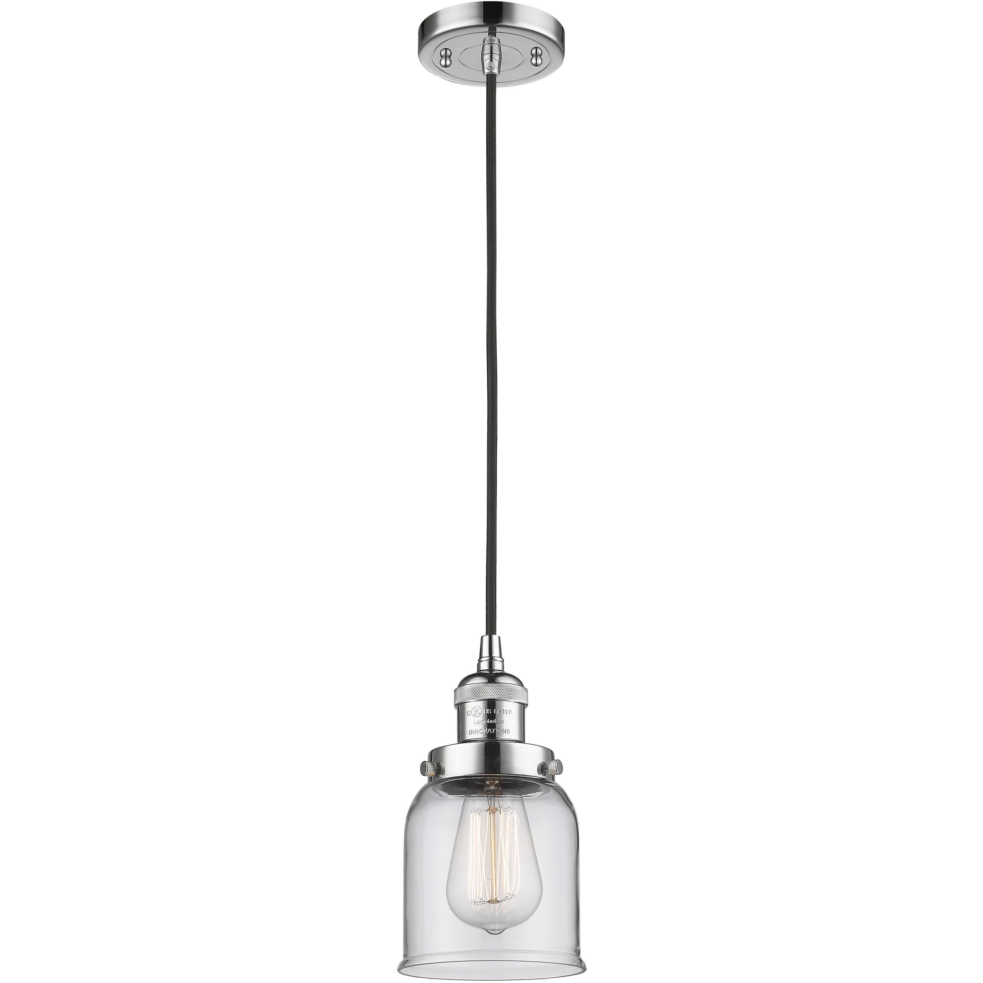 Franklin Restoration Bell LED 5 inch Polished Chrome Mini Pendant Ceiling Light in Clear, Franklin Restoration
