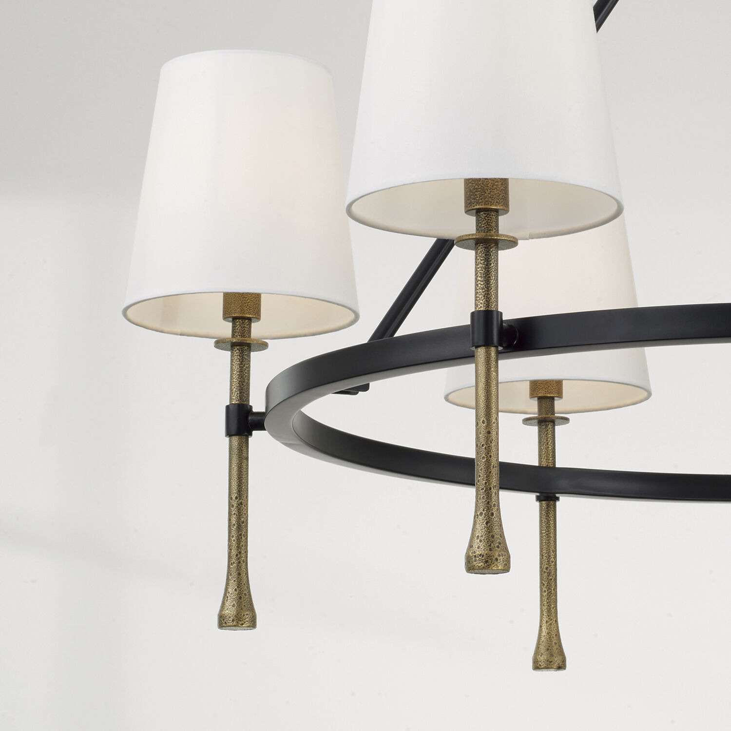 Hollis 6 Light 35 inch Matte Black with Hammered Gold Chandelier Ceiling Light