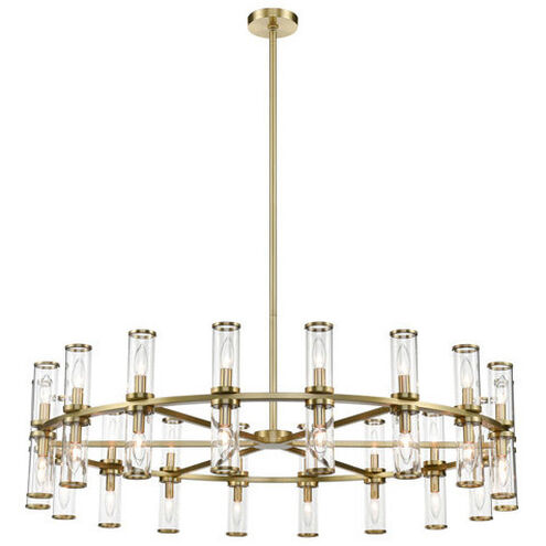 Revolve 36 Light 48.13 inch Clear Glass and Natural Brass Chandelier Ceiling Light