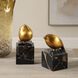 Golden Finch Brass and Black Marble Bird Figurines, Set of 2