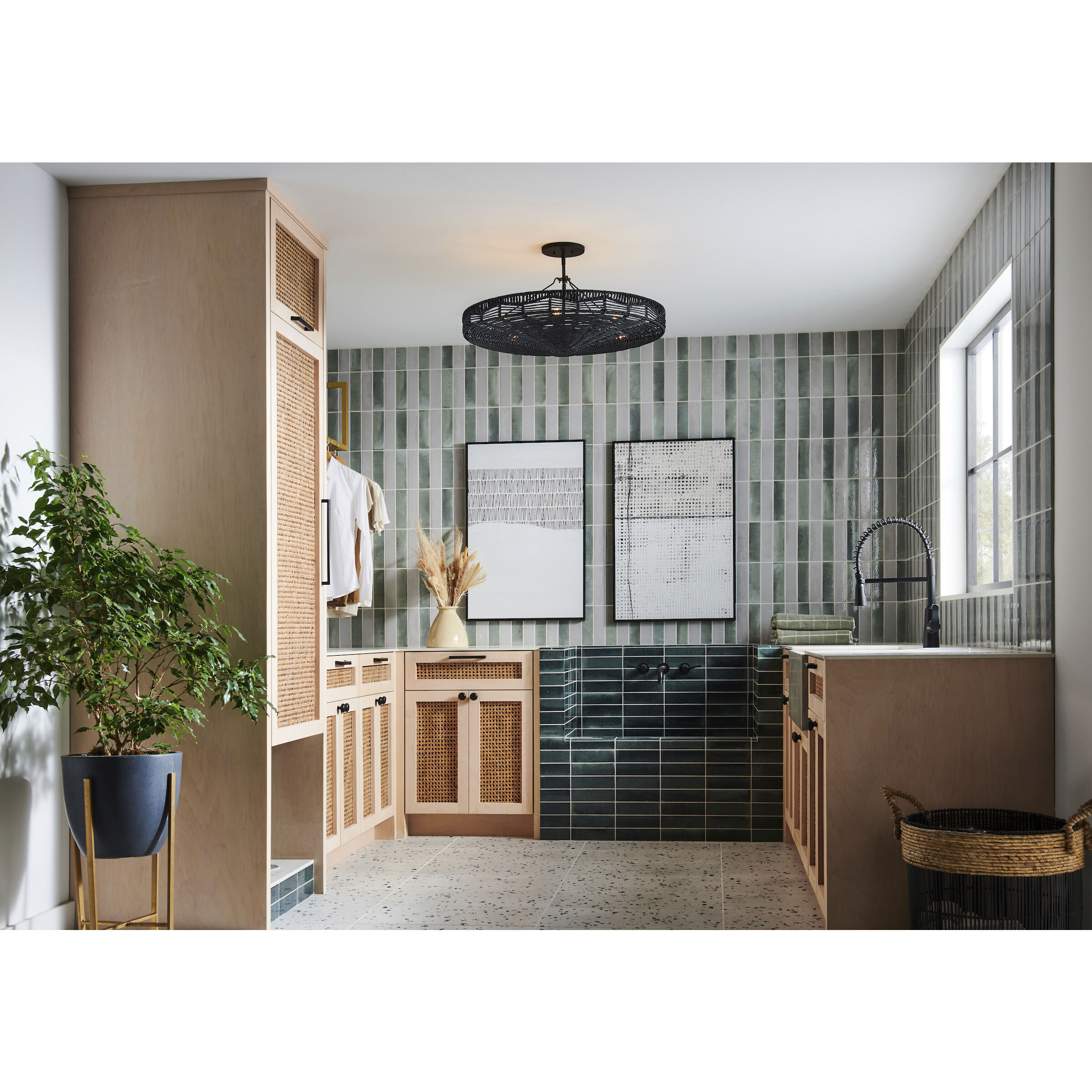 Ophelia 6 Light 30 inch Black Foyer Light Ceiling Light