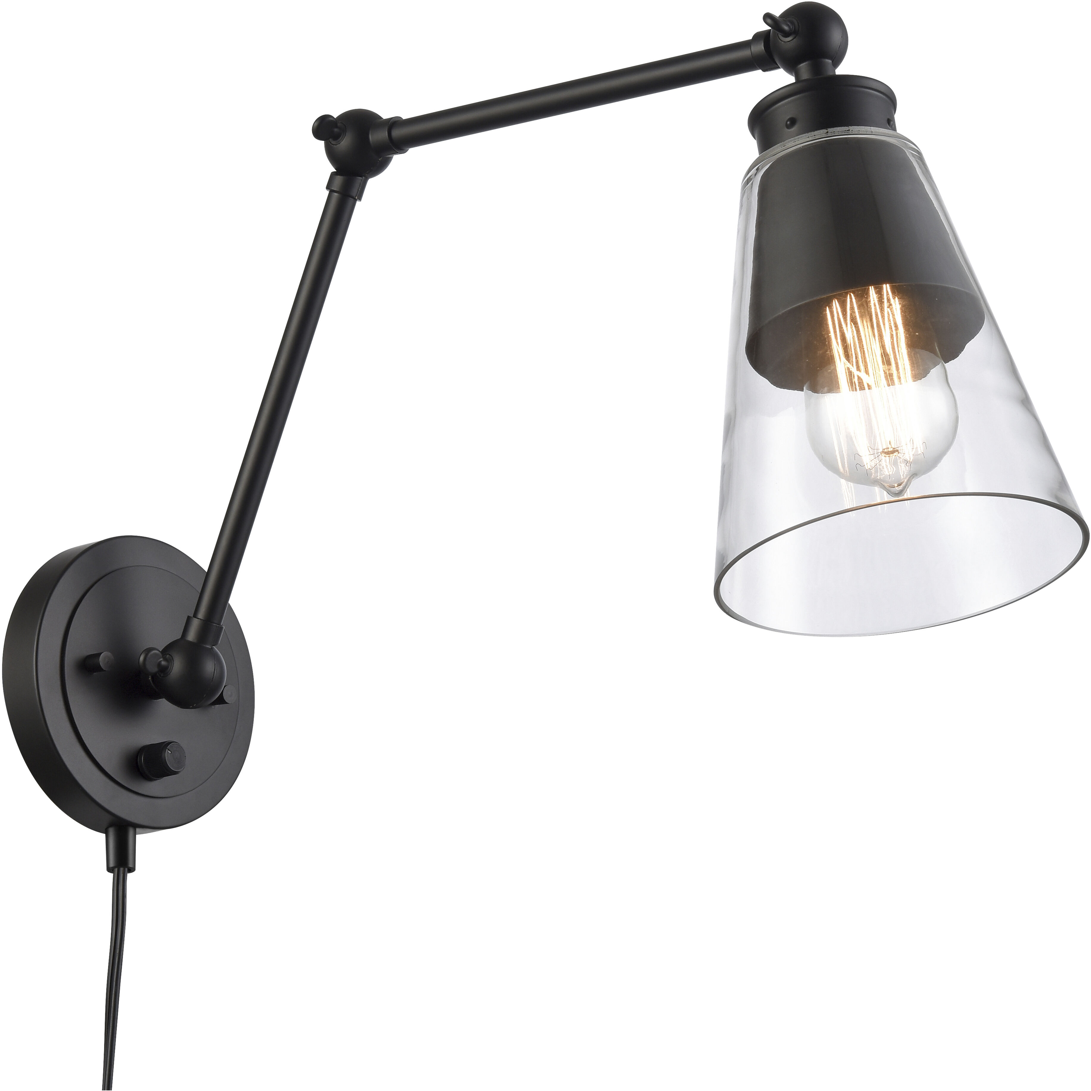 Albany 16.25 inch 60 watt Matte Black Hinged Swingarm Sconce Wall Light