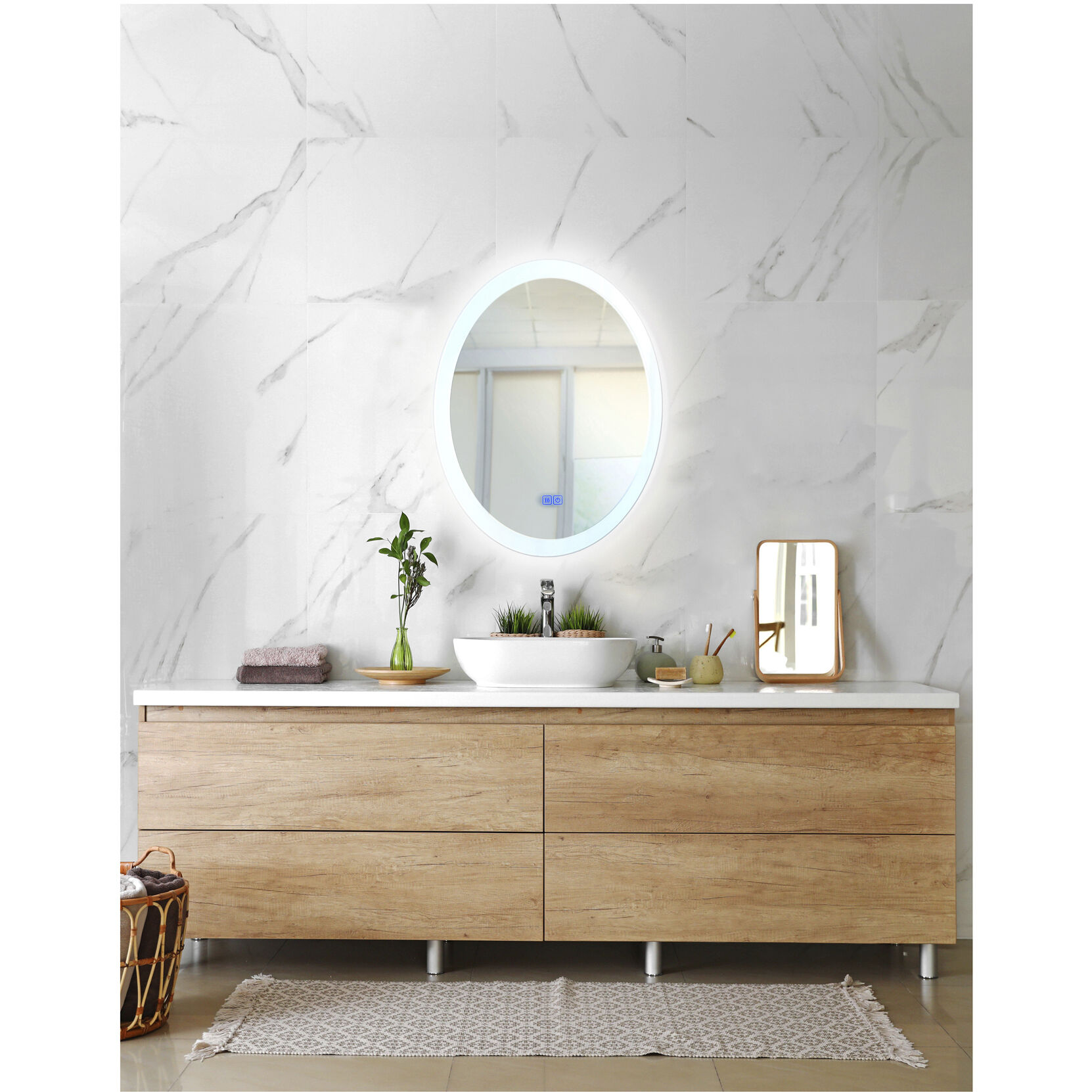 Agostino 29.53 X 21.65 inch Matte White Mirror, Oval
